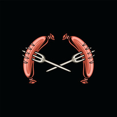 Sausage Hand drawn elements collection for oktoberfest beer festival celebration