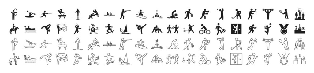 Pictogram set of various sports competitions
