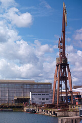 port, dźwig, dok, statek, przemysł, port, przemysłowy, łódź, transport, morze, transport, woda, niebo, niebieski, © Piotr