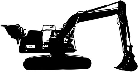 excavator silhouette on a white
