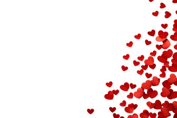 Red heart shaped confetti isolated on transparent background PNG
