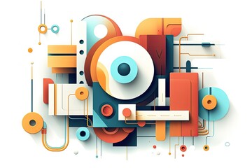 Colorful minimal shapes pattern background. machine learning. Music. Generative AI