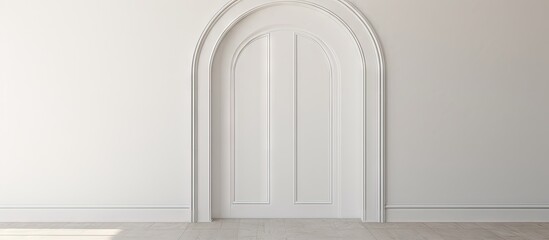 Exterior background featuring a white arched door with textured lighting and shadow