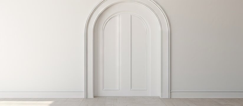 Exterior background featuring a white arched door with textured lighting and shadow