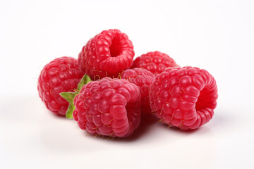 raspberries on white background