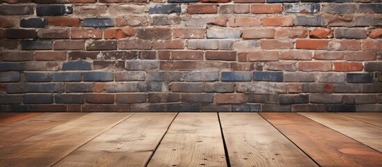 background with brick wall and wood floor