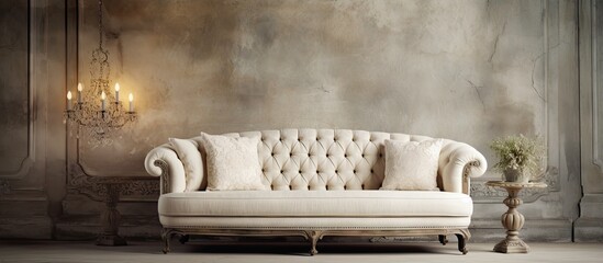 White antique couch decor in the living area
