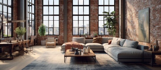 Obraz na płótnie Canvas loft apartment s living area