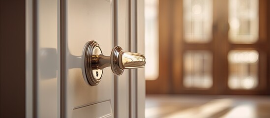 Obraz premium Beige door s metal handle