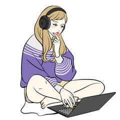 ノートパソコンを操作する女性