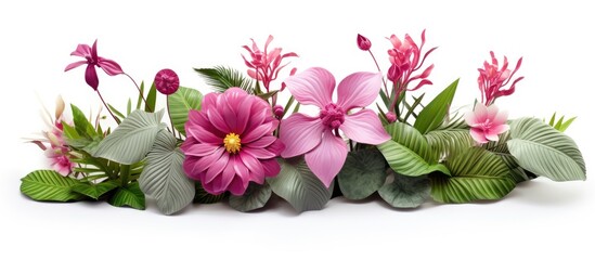 rendered indoor flowers and plants on white background