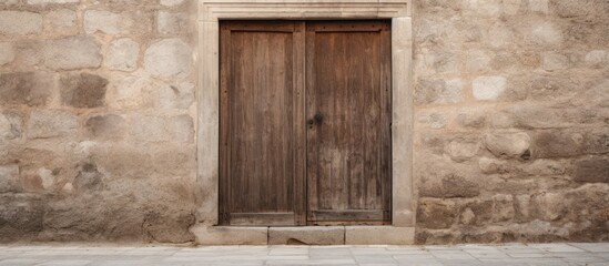 Antique door made of brown wood