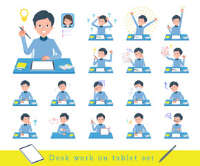 タブレット端末で学習するお父さんのセット