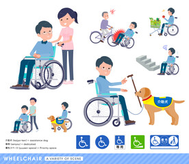 車椅子に乗るお父さんのセット
