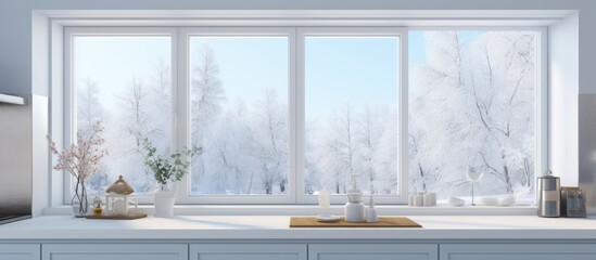 Contemporary window view of kitchen