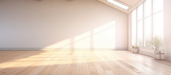 Fototapeta premium Rendered illustration of a cozy bright loft with laminate flooring