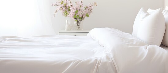 Contemporary white bed and pillow in a morning inspired interior decor