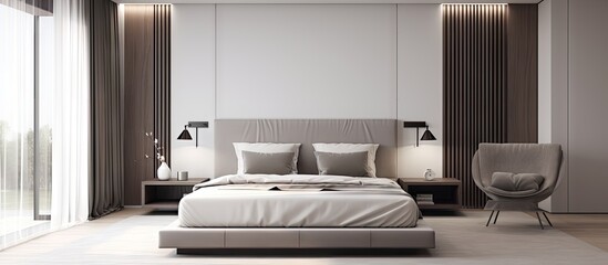 Obraz na płótnie Canvas Stylish and cozy bedroom interior for home and hotel