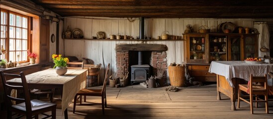 Traditional Russian estate interior of an old farmhouse © HN Works