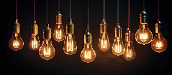 Illuminated light bulbs adorning a dim space