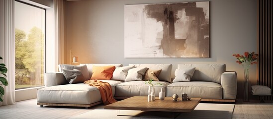 Living room interior depicted in illustration