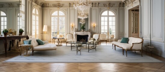 Fototapeta na wymiar Photo of a French designed interior in a spacious villa