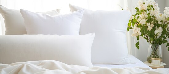 White pillow on a bed as bedroom decor