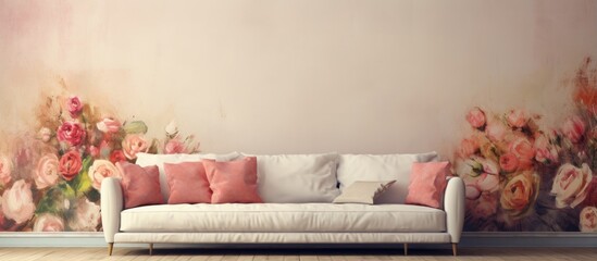 Flower in the living room with a sofa