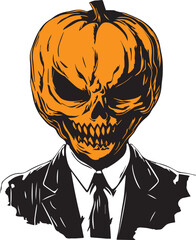 Monster in pumpkin head, Halloween monster, Happy Halloween Vector Illustration, SVG