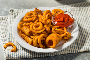 Seasoned Homemade Curly French Fries