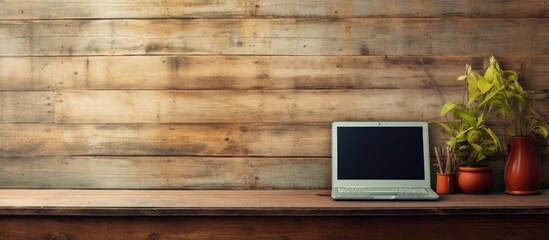 An antique computer on a wooden table in the living area