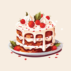christmas piece of cake with cherries