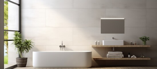 Naklejka na ściany i meble of a bathroom with a minimalistic design