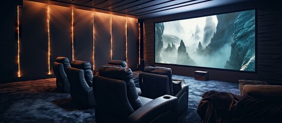 Home theater screen in apartment