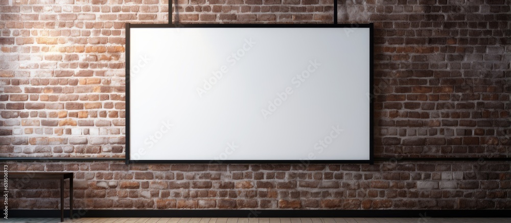 Aufkleber loft interior background with space for text and empty picture on black brick wall template design
