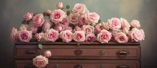 Artificial flowers emerging from a drawer
