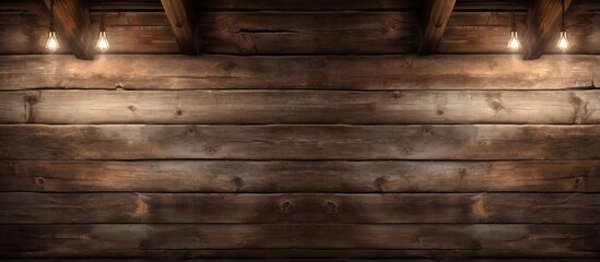 Timber background with beams on an aged wooden ceiling