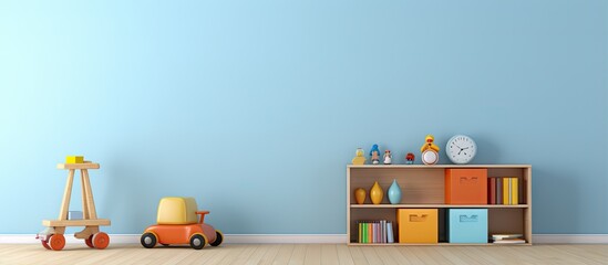 Customizable illustration of a wall mockup in a kids playroom