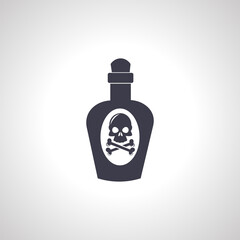 Poison or venom bottle with skull and crossbones vector icon. pesticides