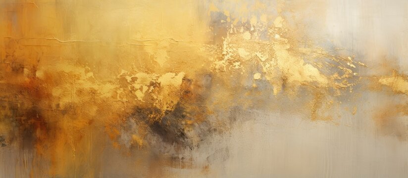 Abstract picture with fragmented interior textures prints acrylics and hints of gold