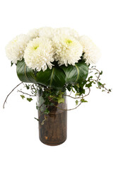 white beatiful flowers in a glass vase