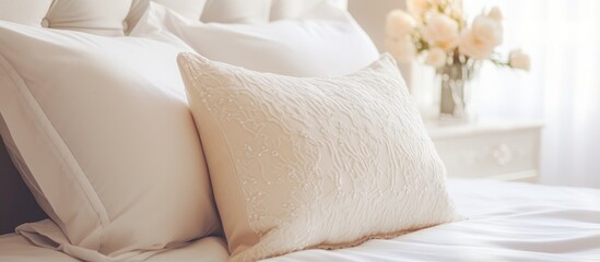 Fototapeta na wymiar Luxurious pillow adorning bedroom decor