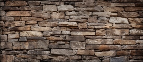 Obraz premium Horizontal architecture backdrop wallpaper with grunge stone wall texture