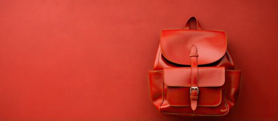 Wall mounted red leather bag