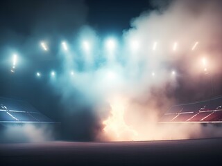 Luxury  stadium arena lights and smoke