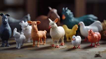 Illustration of animal toy sets