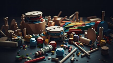 Miniature illustrations of cute and adorable musical instruments