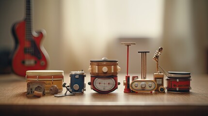 Miniature illustrations of cute and adorable musical instruments