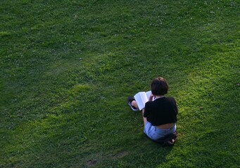 Reading on the lawn
