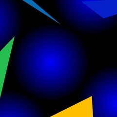 abstract background with blue and yellow triangles on black, vector illustration
